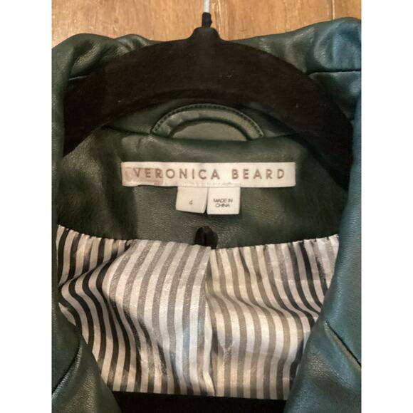 Veronica Beard Hollis Emerald Faux Vegan Leather Dickey Jacket Blazer Size 4 - Picture 12 of 12